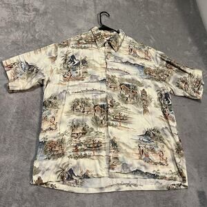 Tori Richard Shirt Mens XL Hawaiian Aloha Camp Short Sleeve Silk Button Front